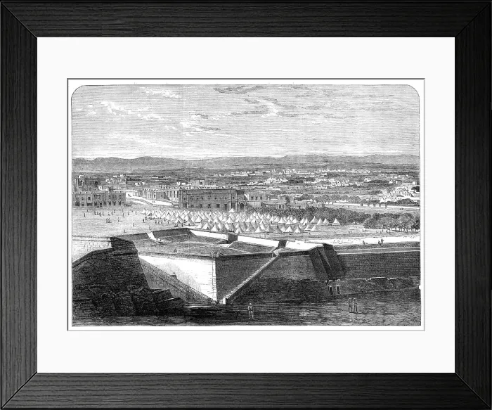 Framed Print : The Cholera at Malta: sanitary encampment of the 4th (King's Own) Regiment on the Floriana, 1865. Creator: Unknown Framed Print : The Cholera at Malta: sanitary encampment of the 4th (King's Own) Regiment on the Floriana, 1865. Creator: Unknown