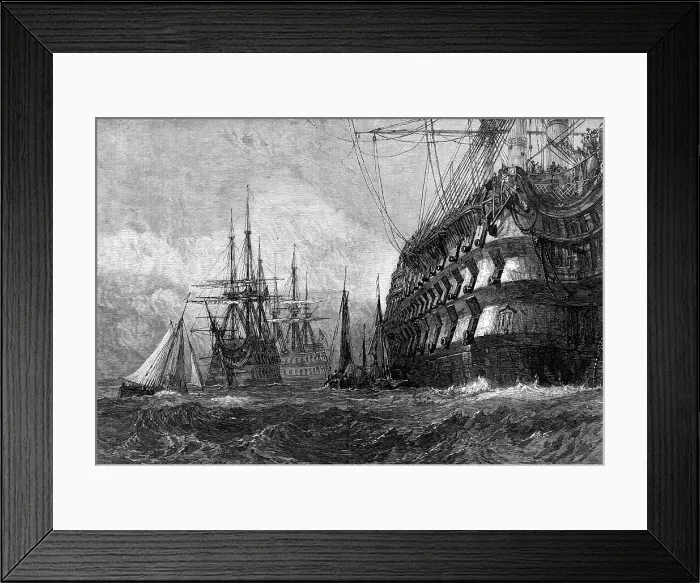 Framed Print : A First-Rate Taking in Stores'...Farnley Hall Collection of drawings by J.M.W. Turner, R.A. 1865. Creator: W. J. Linton Framed Print : A First-Rate Taking in Stores'...Farnley Hall Collection of drawings by J.M.W. Turner, R.A. 1865. Creator: W. J. Linton