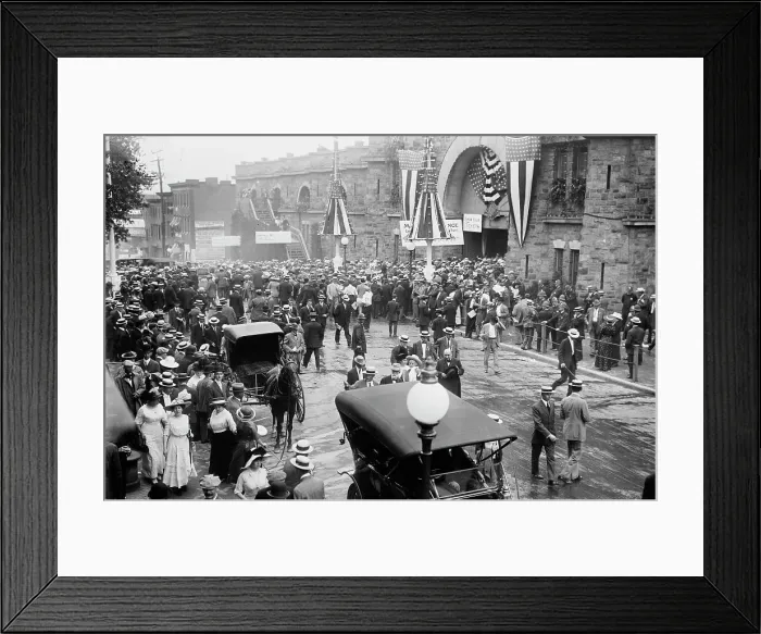 Framed Print : Crowd in front of Convention Hall, Baltimore, Maryland, 1912. Creator: Bain News Service Framed Print : Crowd in front of Convention Hall, Baltimore, Maryland, 1912. Creator: Bain News Service