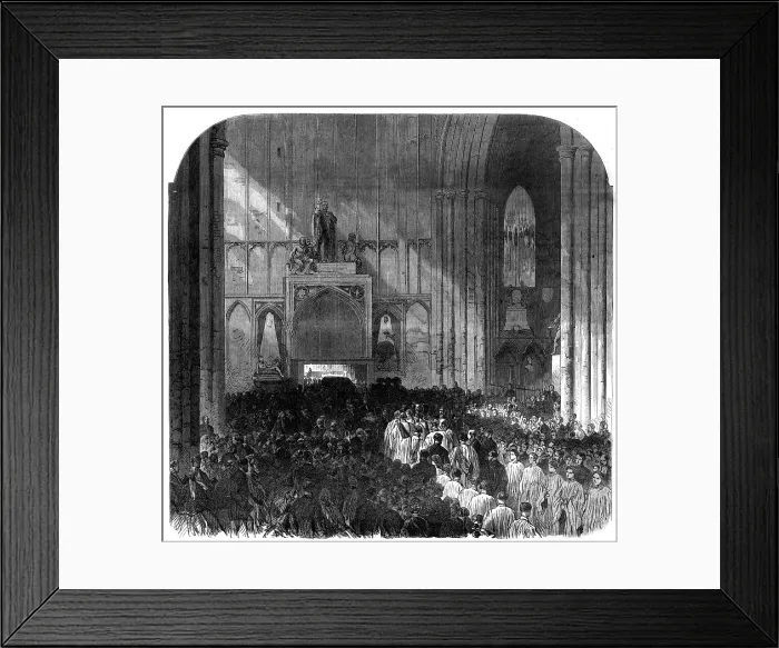Framed Print : The Funeral of Lord Palmerston: the clergy receiving the body at...Westminster Abbey, 1865. Creator: Unknown Framed Print : The Funeral of Lord Palmerston: the clergy receiving the body at...Westminster Abbey, 1865. Creator: Unknown