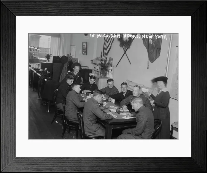 Framed Print : In Michigan Hdqrs. New York, between 1917 and 1919. Creator: Bain News Service Framed Print : In Michigan Hdqrs. New York, between 1917 and 1919. Creator: Bain News Service
