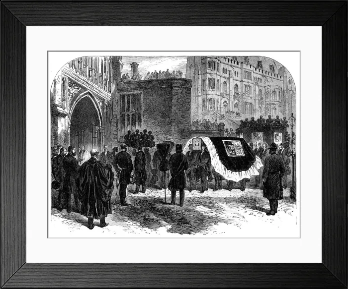 Framed Print : The Funeral of Lord Palmerston: arrival of the hearse at the West Door of Westminster Abbey, 1865. Creator: Unknown Framed Print : The Funeral of Lord Palmerston: arrival of the hearse at the West Door of Westminster Abbey, 1865. Creator: Unknown