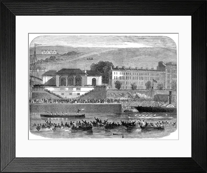 Framed Print : Naval boat-race in Cork Harbour, 1865. Creator: Smyth Framed Print : Naval boat-race in Cork Harbour, 1865. Creator: Smyth