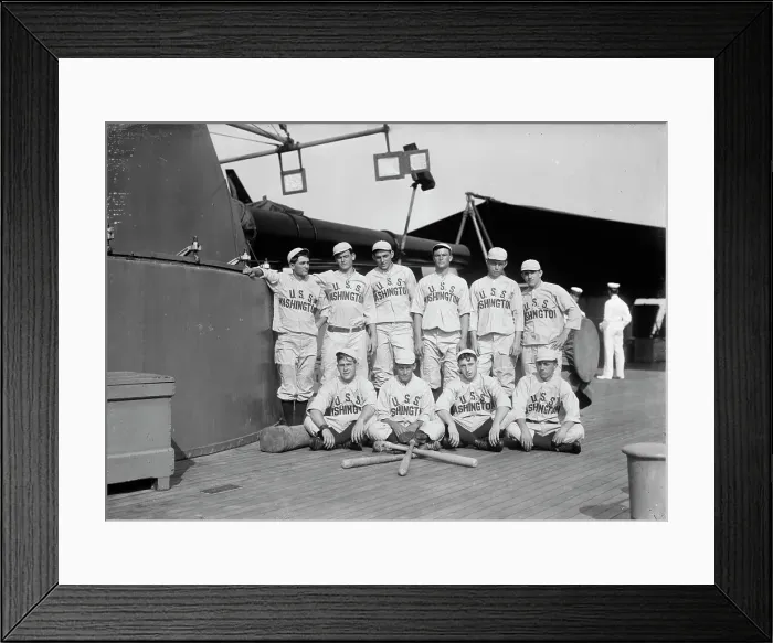 Framed Print : Baseball team on ship named WASHINGTON (baseball), c1911. Creator: Bain News Service Framed Print : Baseball team on ship named WASHINGTON (baseball), c1911. Creator: Bain News Service