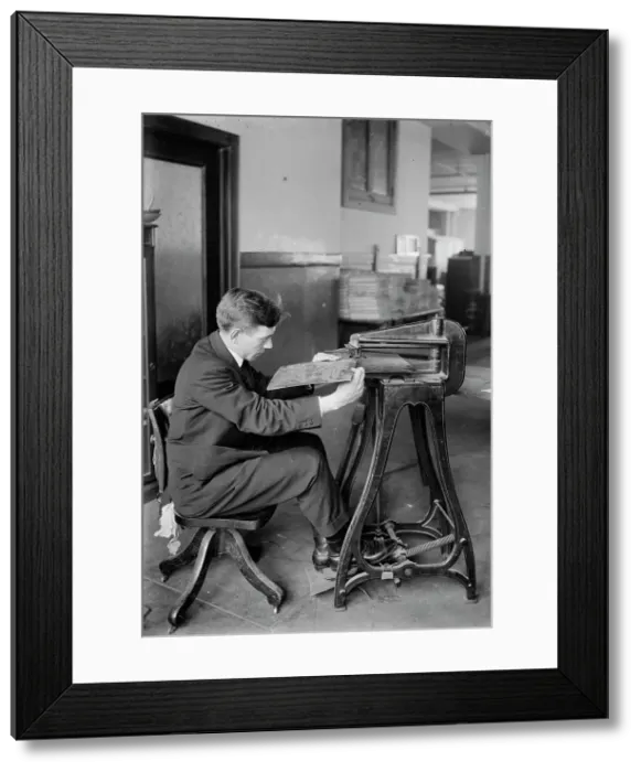 Framed Print : Making Map for Blind, between c1910 and c1915. Creator: Bain News Service Framed Print : Making Map for Blind, between c1910 and c1915. Creator: Bain News Service