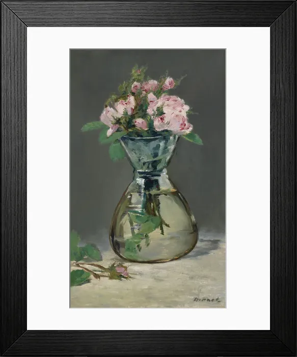 Framed Print : Moss Roses In A Vase, 1882. Creator: Edouard Manet Framed Print : Moss Roses In A Vase, 1882. Creator: Edouard Manet