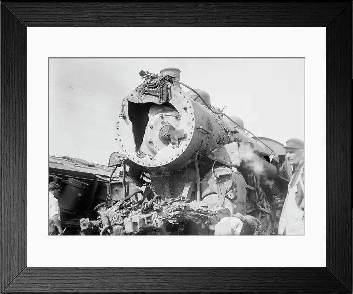 Framed Print : Engine which wrecked train on New Haven, 1913. Creator: Bain News Service Framed Print : Engine which wrecked train on New Haven, 1913. Creator: Bain News Service