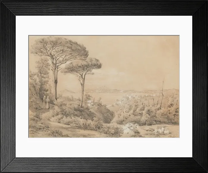 Framed Print : View Of The Gulf Of Pozzuoli From The Solfatara, c1830. Creator: Giacinto Gigante Framed Print : View Of The Gulf Of Pozzuoli From The Solfatara, c1830. Creator: Giacinto Gigante