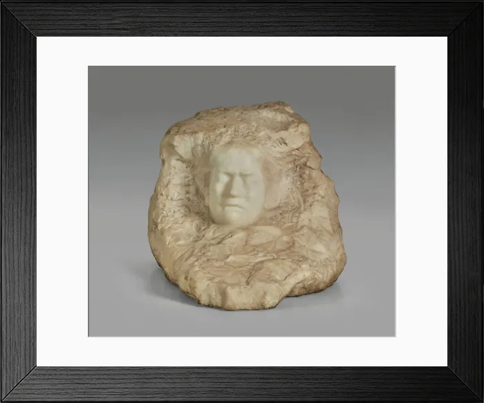 Framed Print : Mask Of A Crying Girl, Original model before 1885, carved c1902-10. Creator: Auguste Rodin Framed Print : Mask Of A Crying Girl, Original model before 1885, carved c1902-10. Creator: Auguste Rodin