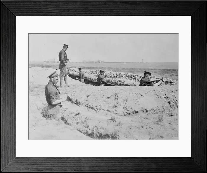 Framed Print : Cadets N.M.M.I. digging trench, between c1915 and c1920. Creator: Bain News Service Framed Print : Cadets N.M.M.I. digging trench, between c1915 and c1920. Creator: Bain News Service