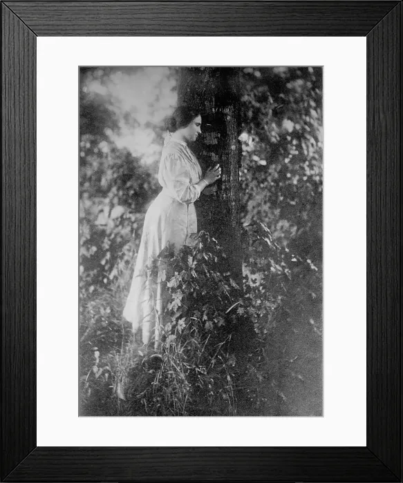 Framed Print : Helen Keller, standing next to tree, 1912. Creator: Bain News Service Framed Print : Helen Keller, standing next to tree, 1912. Creator: Bain News Service