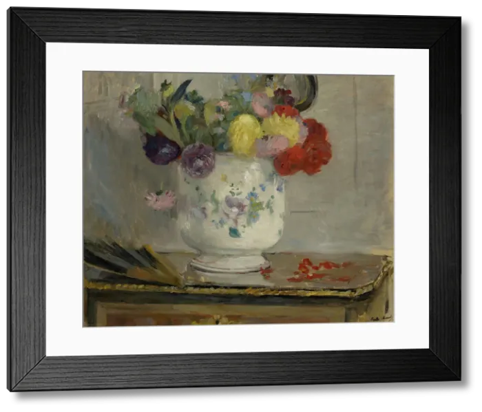 Framed Print : Dahlias, 1876. Creator: Berthe Morisot Framed Print : Dahlias, 1876. Creator: Berthe Morisot