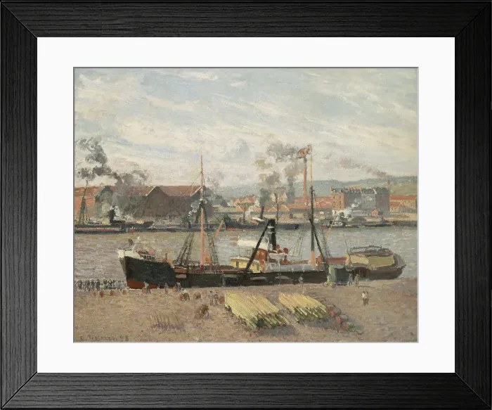 Framed Print : Port Of Rouen, Unloading Wood, 1898. Creator: Camille Pissarro Framed Print : Port Of Rouen, Unloading Wood, 1898. Creator: Camille Pissarro