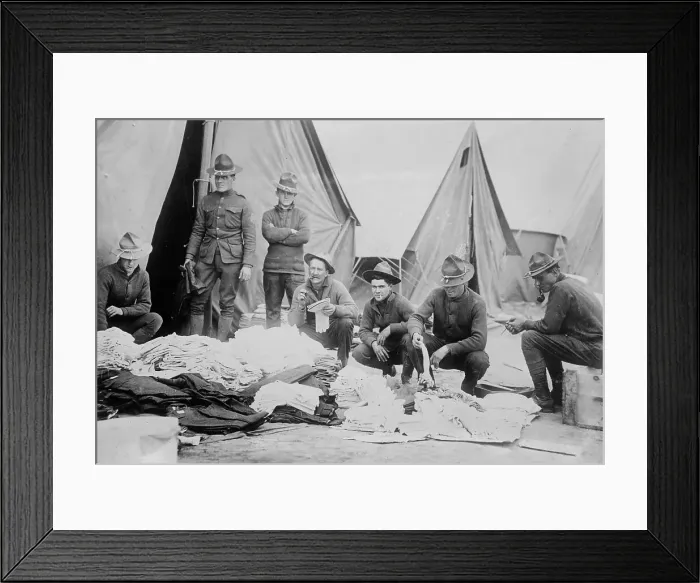 Framed Print : Soldiers at Camp Cotton, Texas border, between c1910 and c1915. Creator: Bain News Service Framed Print : Soldiers at Camp Cotton, Texas border, between c1910 and c1915. Creator: Bain News Service
