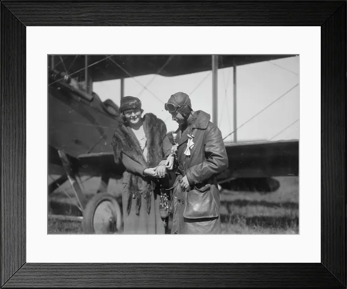 Framed Print : Claire Ogden, giving watch to Lieutenant W.C.F. Brown, between c1915 and c1920. Creator: Bain News Service Framed Print : Claire Ogden, giving watch to Lieutenant W.C.F. Brown, between c1915 and c1920. Creator: Bain News Service