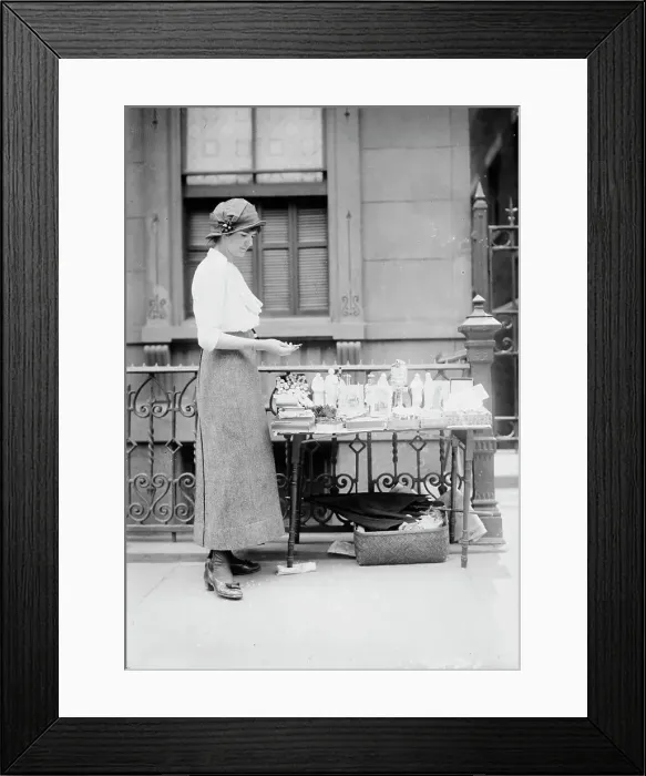 Framed Print : Selling medals etc. before St. Anne's, between c1910 and c1915. Creator: Bain News Service Framed Print : Selling medals etc. before St. Anne's, between c1910 and c1915. Creator: Bain News Service