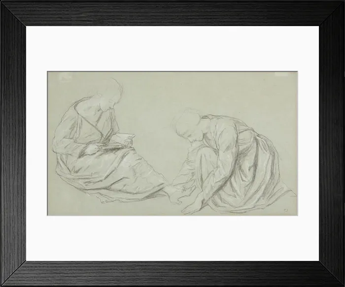 Framed Print : Studies Of Two Figures, One Seated With A Book, The Other Kneeling, c1895. Creator: Charles Shannon Framed Print : Studies Of Two Figures, One Seated With A Book, The Other Kneeling, c1895. Creator: Charles Shannon