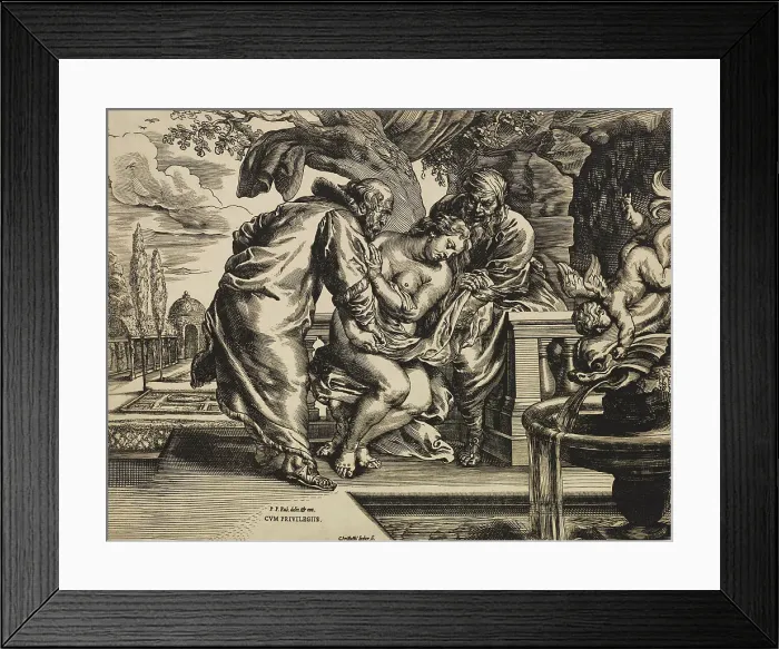 Framed Print : Susannah And The Elders, c1635. Creator: Christoffel Jegher Framed Print : Susannah And The Elders, c1635. Creator: Christoffel Jegher
