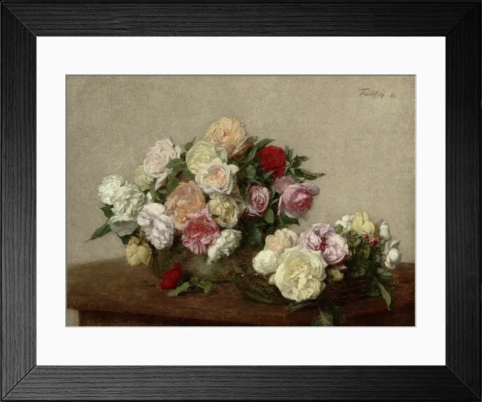 Framed Print : Roses In A Bowl And Dish, 1885. Creator: Henri Fantin-Latour Framed Print : Roses In A Bowl And Dish, 1885. Creator: Henri Fantin-Latour
