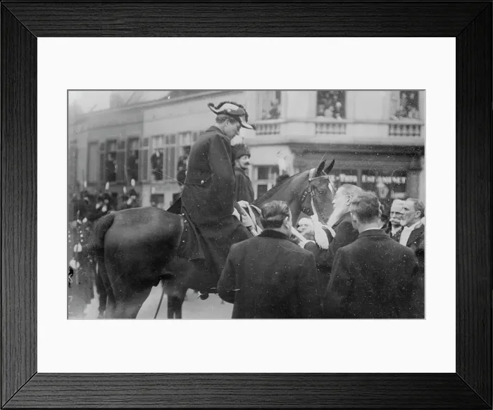 Framed Print : King Albert on horse at King Leopold's funeral, Belgium, 1910. Creator: Bain News Service Framed Print : King Albert on horse at King Leopold's funeral, Belgium, 1910. Creator: Bain News Service