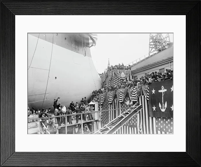 Framed Print : Launch of Florida, U.S.N. 1910. Creator: Bain News Service Framed Print : Launch of Florida, U.S.N. 1910. Creator: Bain News Service