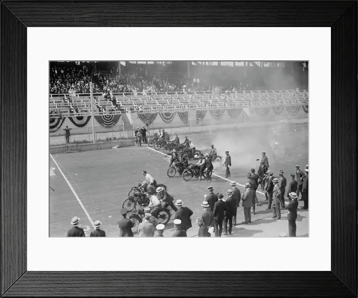 Framed Print : Police Show -- Start of motorcycle race, between c1915 and c1920. Creator: Bain News Service Framed Print : Police Show -- Start of motorcycle race, between c1915 and c1920. Creator: Bain News Service