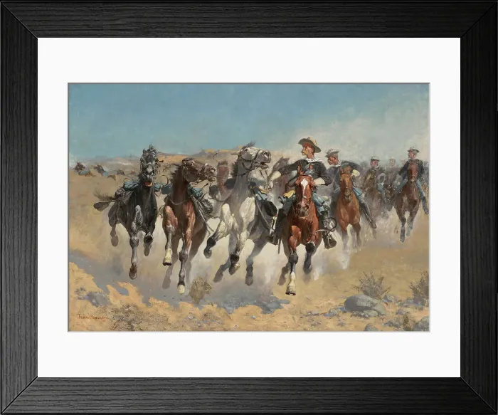 Framed Print : Dismounted: The Fourth Troopers Moving The Led Horses, 1890. Creator: Frederic Remington Framed Print : Dismounted: The Fourth Troopers Moving The Led Horses, 1890. Creator: Frederic Remington