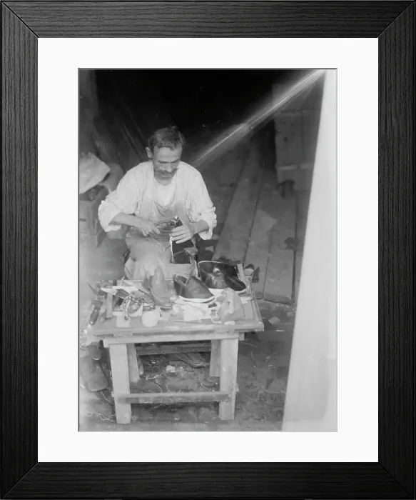 Framed Print : Syrian shoemaker, 1916. Creator: Bain News Service Framed Print : Syrian shoemaker, 1916. Creator: Bain News Service
