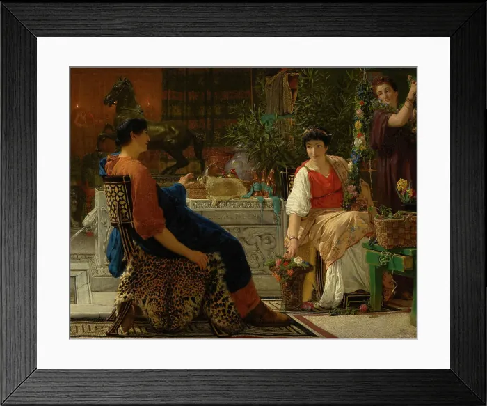 Framed Print : Preparations For The Festivities (The Floral Wreath), 1866. Creator: Sir Lawrence Alma-Tadema Framed Print : Preparations For The Festivities (The Floral Wreath), 1866. Creator: Sir Lawrence Alma-Tadema