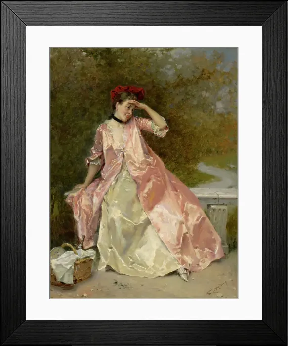 Framed Print : Woman With A Picnic Basket, c1890. Creator: Raimundo de Madrazo y Garreta Framed Print : Woman With A Picnic Basket, c1890. Creator: Raimundo de Madrazo y Garreta