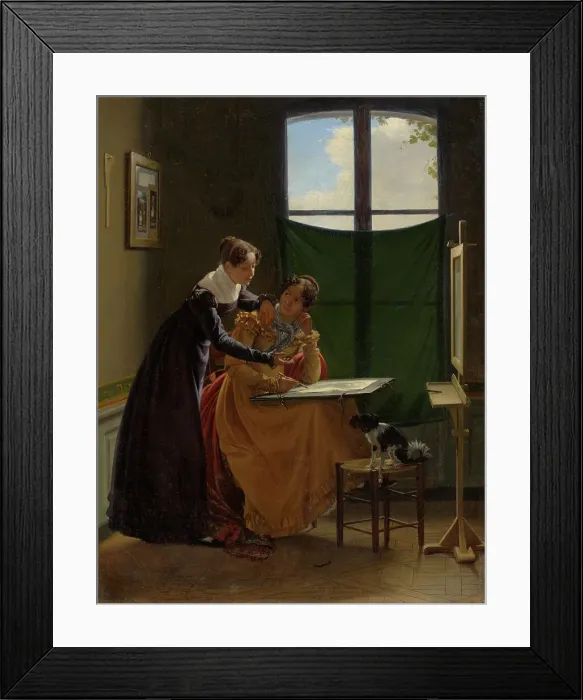 Framed Print : The Drawing Lesson, c1826. Creator: Pierre Duval le Camus Framed Print : The Drawing Lesson, c1826. Creator: Pierre Duval le Camus