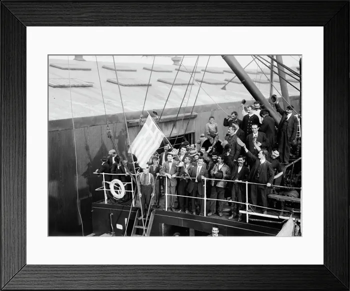 Framed Print : Greeks boarding MADONNA, 1912. Creator: Bain News Service Framed Print : Greeks boarding MADONNA, 1912. Creator: Bain News Service