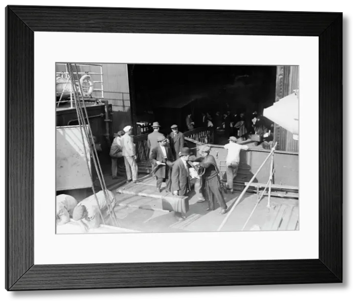 Framed Print : Boarding the MADONNA, 1912. Creator: Bain News Service Framed Print : Boarding the MADONNA, 1912. Creator: Bain News Service