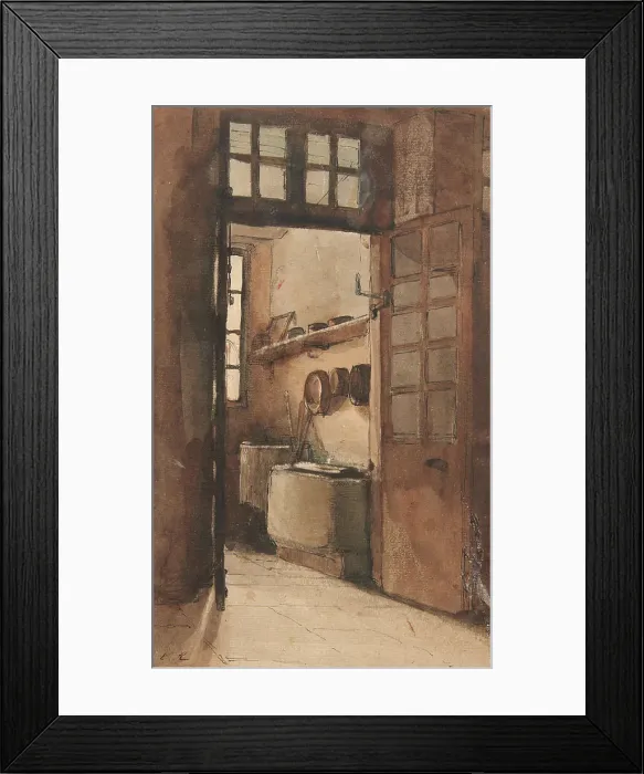 Framed Print : Kitchen Interior, c1862. Creator: Theodule Ribot Framed Print : Kitchen Interior, c1862. Creator: Theodule Ribot
