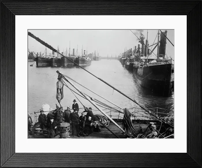 Framed Print : British Strike - coal ships tied up at Cardiff, between c1910 and c1915. Creator: Bain News Service Framed Print : British Strike - coal ships tied up at Cardiff, between c1910 and c1915. Creator: Bain News Service