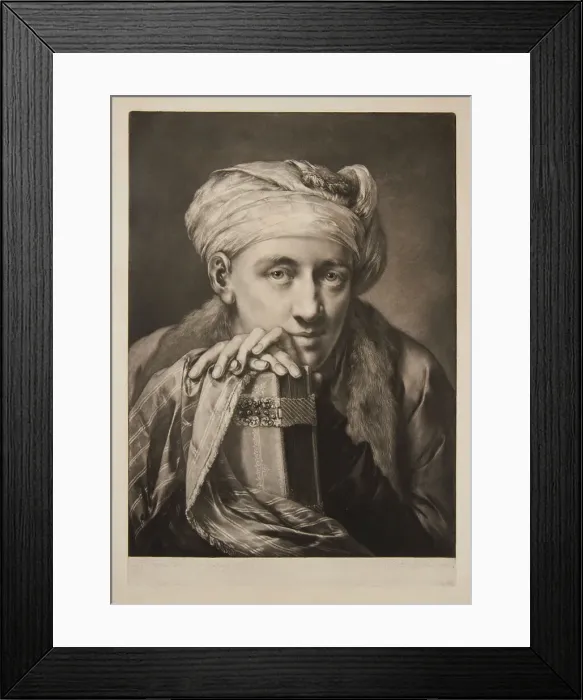 Framed Print : Man Wearing A Turban And Leaning On A Book, 1760. Creator: Thomas Frye Framed Print : Man Wearing A Turban And Leaning On A Book, 1760. Creator: Thomas Frye