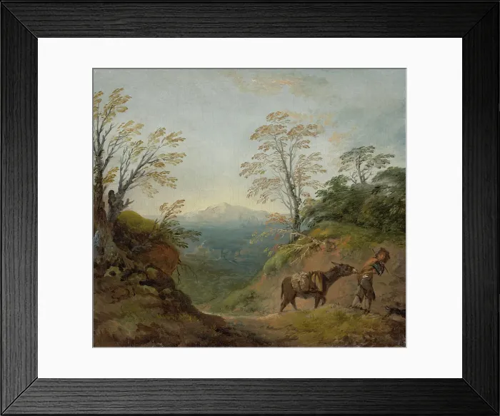 Framed Print : Wooded Landscape With A Boy Leading A Donkey And Dog, And An Extensive Panorama With... early 1760s Creator: Thomas Gainsborough Framed Print : Wooded Landscape With A Boy Leading A Donkey And Dog, And An Extensive Panorama With... early 1760s Creator: Thomas Gainsborough