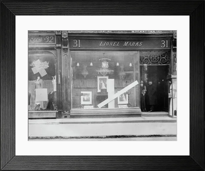 Framed Print : Damage by suffragettes, London, Mar. 1912, Bond St. 1912. Creator: Bain News Service Framed Print : Damage by suffragettes, London, Mar. 1912, Bond St. 1912. Creator: Bain News Service