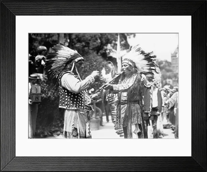Framed Print : Indians in N.Y. 4th July parade, between c1910 and c1915. Creator: Bain News Service Framed Print : Indians in N.Y. 4th July parade, between c1910 and c1915. Creator: Bain News Service
