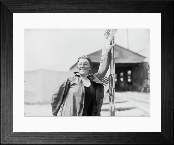 Framed Print : Martha Lachman(?) 100 yd. Swim, (1912?). Creator: Bain News Service Framed Print : Martha Lachman(?) 100 yd. Swim, (1912?). Creator: Bain News Service