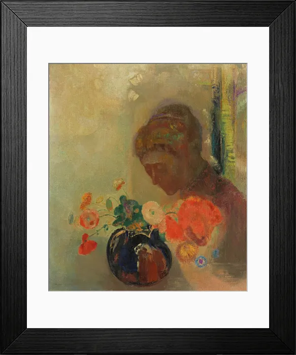 Framed Print : Woman With A Vase Of Flowers, c1903. Creator: Odilon Redon Framed Print : Woman With A Vase Of Flowers, c1903. Creator: Odilon Redon
