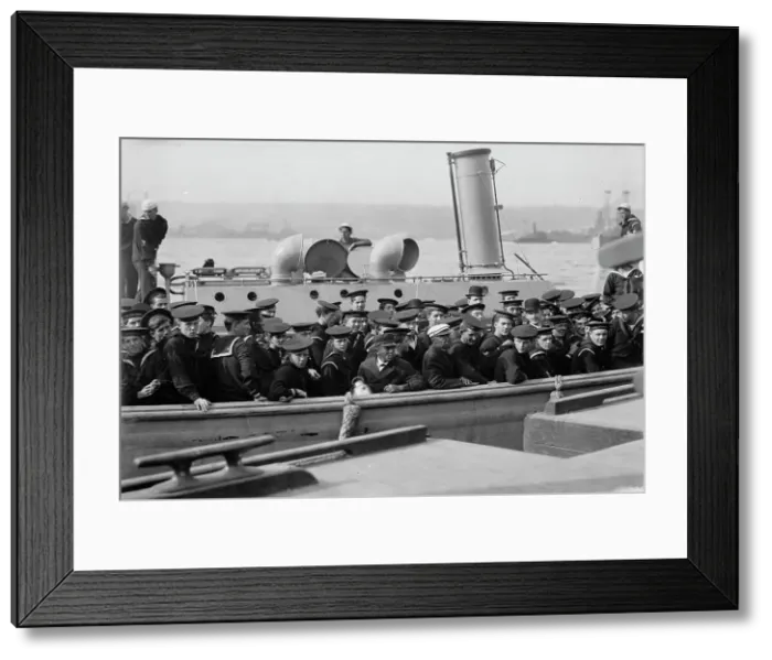 Framed Print : Sailors going to USS Arkansas, between c1910 and c1915. Creator: Bain News Service Framed Print : Sailors going to USS Arkansas, between c1910 and c1915. Creator: Bain News Service