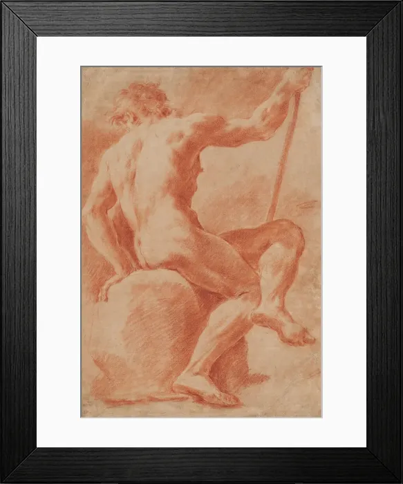 Framed Print : Seated Male Nude, c1770. Creator: Ubaldo Gandolfi Framed Print : Seated Male Nude, c1770. Creator: Ubaldo Gandolfi