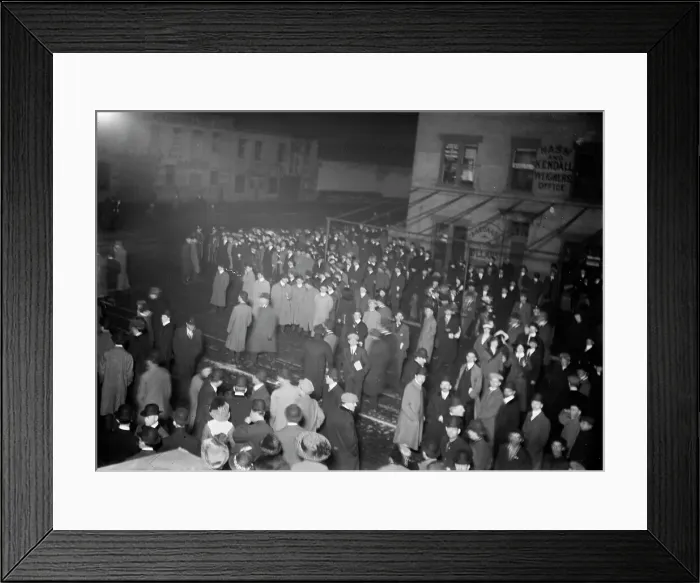 Framed Print : Crowd awaiting Titanic survivors, 1912. Creator: Bain News Service Framed Print : Crowd awaiting Titanic survivors, 1912. Creator: Bain News Service