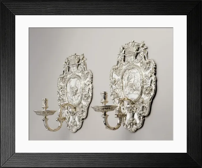 Framed Print : Pair Of Wall Sconces, 1730 / 31. Creator: Peter Archambo Framed Print : Pair Of Wall Sconces, 1730 / 31. Creator: Peter Archambo