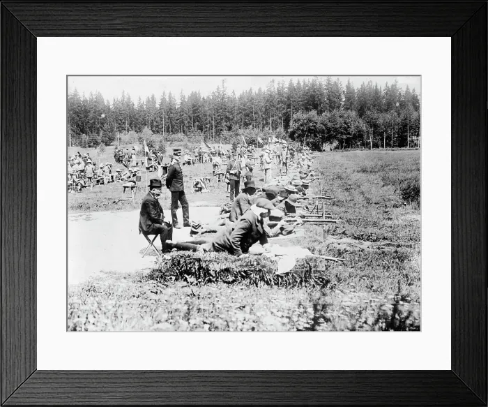 Framed Print : Army rifle shooting, Olympic games, 1912. Creator: Bain News Service Framed Print : Army rifle shooting, Olympic games, 1912. Creator: Bain News Service