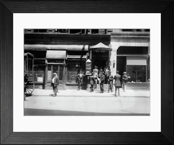 Framed Print : Striking waiters at headquarters, 1912. Creator: Bain News Service Framed Print : Striking waiters at headquarters, 1912. Creator: Bain News Service