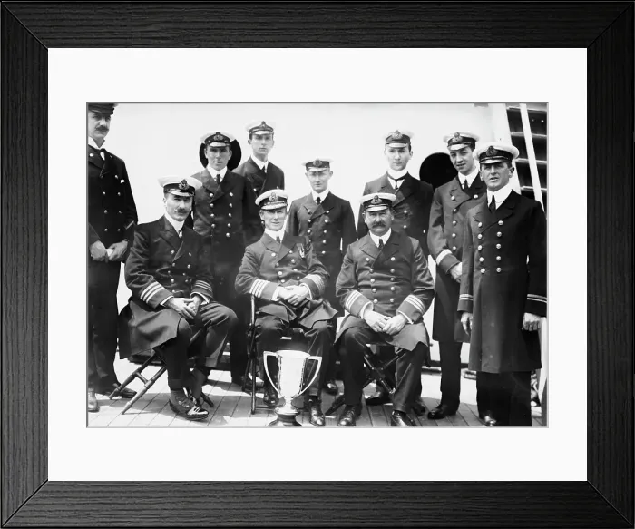Framed Print : Captain Rostron & under officers of Carpathia [ship], 1912. Creator: Bain News Service