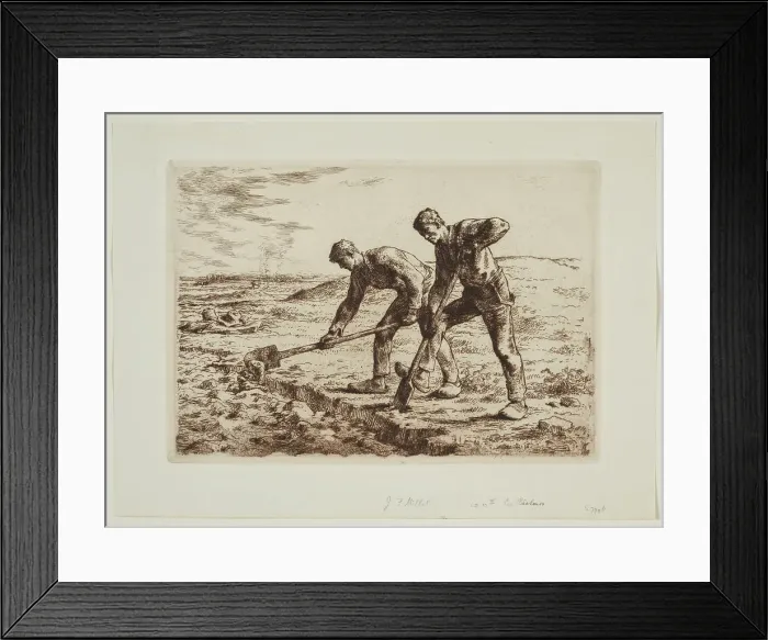 Framed Print : Les bêcheurs (The diggers), 1855-1856. Creator: Jean Francois Millet Framed Print : Les bêcheurs (The diggers), 1855-1856. Creator: Jean Francois Millet