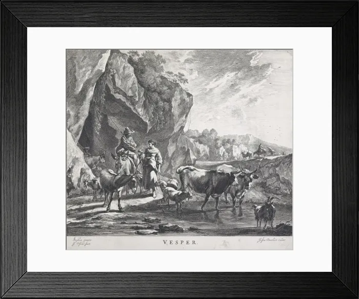 Framed Print : Times of Day / Vesper, 1660. Creator: Jan de Visscher Framed Print : Times of Day / Vesper, 1660. Creator: Jan de Visscher
